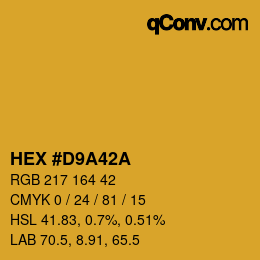 Color code: HEX #D9A42A | qconv.com