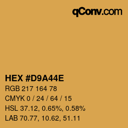 Color code: HEX #D9A44E | qconv.com