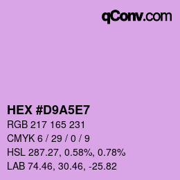 Farbcode: HEX #D9A5E7 | qconv.com
