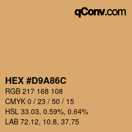 Color code: HEX #D9A86C | qconv.com