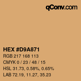 Color code: HEX #D9A871 | qconv.com