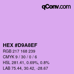 カラーコード: HEX #D9A8EF | qconv.com