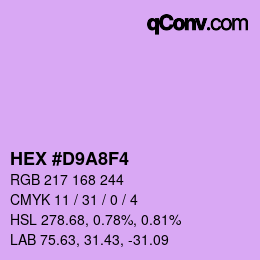 Color code: HEX #D9A8F4 | qconv.com