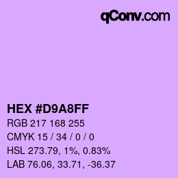 Farbcode: HEX #D9A8FF | qconv.com