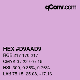 Color code: HEX #D9AAD9 | qconv.com