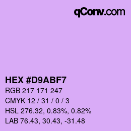 Color code: HEX #D9ABF7 | qconv.com
