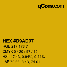 Color code: HEX #D9AD07 | qconv.com