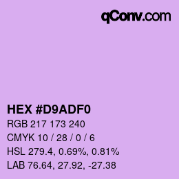 Color code: HEX #D9ADF0 | qconv.com