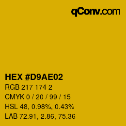 Color code: HEX #D9AE02 | qconv.com