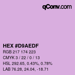 Color code: HEX #D9AEDF | qconv.com