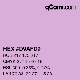 Color code: HEX #D9AFD9 | qconv.com