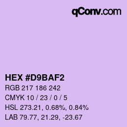 Color code: HEX #D9BAF2 | qconv.com