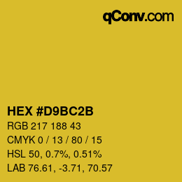 Color code: HEX #D9BC2B | qconv.com
