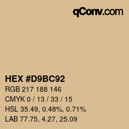 颜色代码: HEX #D9BC92 | qconv.com