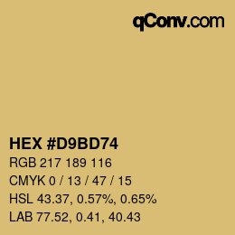 カラーコード: HEX #D9BD74 | qconv.com