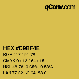 Color code: HEX #D9BF4E | qconv.com