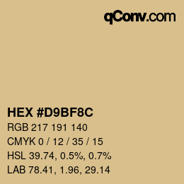 Color code: HEX #D9BF8C | qconv.com