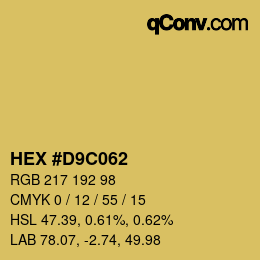 カラーコード: HEX #D9C062 | qconv.com