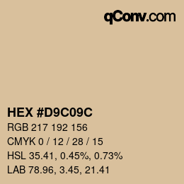 Color code: HEX #D9C09C | qconv.com