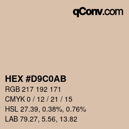 Color code: HEX #D9C0AB | qconv.com