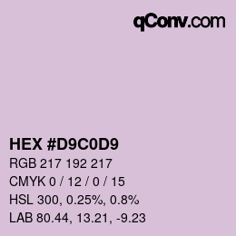 Color code: HEX #D9C0D9 | qconv.com