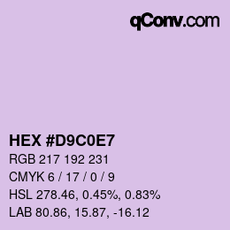 Color code: HEX #D9C0E7 | qconv.com