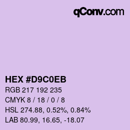 Color code: HEX #D9C0EB | qconv.com