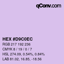 Color code: HEX #D9C0EC | qconv.com