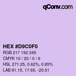 Color code: HEX #D9C0F0 | qconv.com