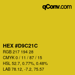 颜色代码: HEX #D9C21C | qconv.com