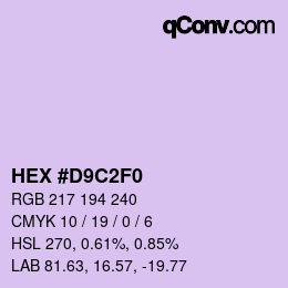 カラーコード: HEX #D9C2F0 | qconv.com