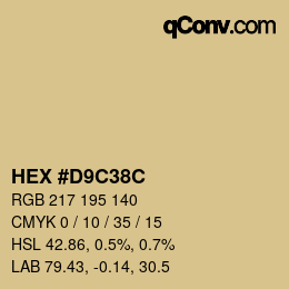 Color code: HEX #D9C38C | qconv.com