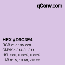 Color code: HEX #D9C3E4 | qconv.com