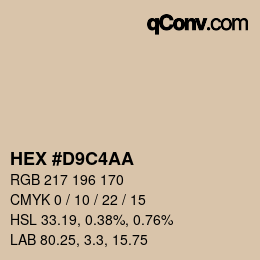 Color code: HEX #D9C4AA | qconv.com
