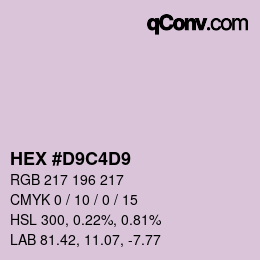 Color code: HEX #D9C4D9 | qconv.com