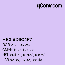 Color code: HEX #D9C4F7 | qconv.com