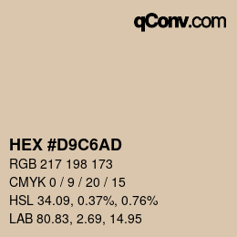 カラーコード: HEX #D9C6AD | qconv.com