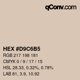カラーコード: HEX #D9C6B5 | qconv.com