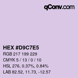 Farbcode: HEX #D9C7E5 | qconv.com