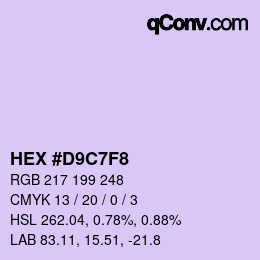 Color code: HEX #D9C7F8 | qconv.com