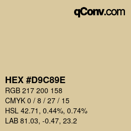 Farbcode: HEX #D9C89E | qconv.com