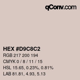 Color code: HEX #D9C8C2 | qconv.com