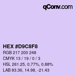 Color code: HEX #D9C8F8 | qconv.com