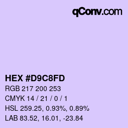Color code: HEX #D9C8FD | qconv.com