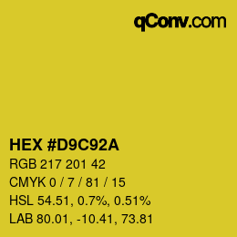 Farbcode: HEX #D9C92A | qconv.com