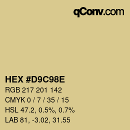 カラーコード: HEX #D9C98E | qconv.com