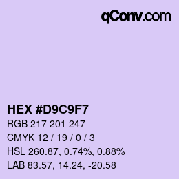 Color code: HEX #D9C9F7 | qconv.com