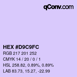 Color code: HEX #D9C9FC | qconv.com