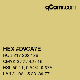 Color code: HEX #D9CA7E | qconv.com