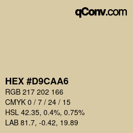 Color code: HEX #D9CAA6 | qconv.com